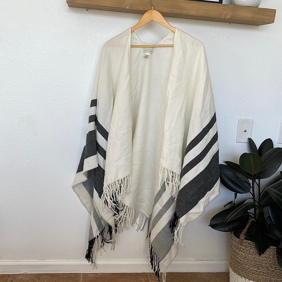 hinge Jackets & Blazers - Hinge black and white striped poncho